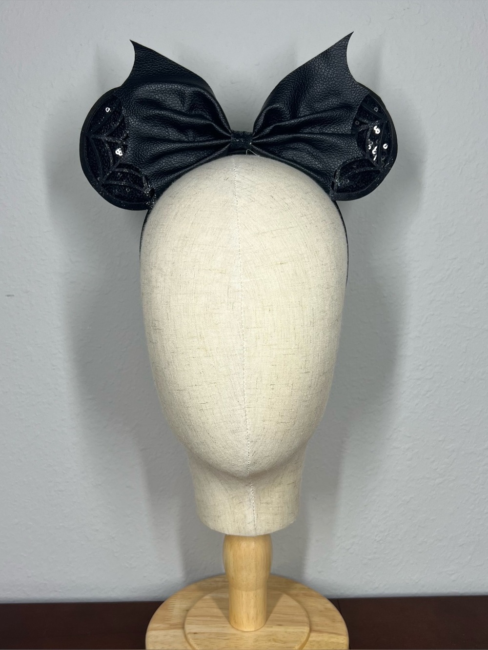Black Cobweb Bat Wing Minnie Ears | Disney-Inspired Halloween Mouse Ears - Picture 5 of 8